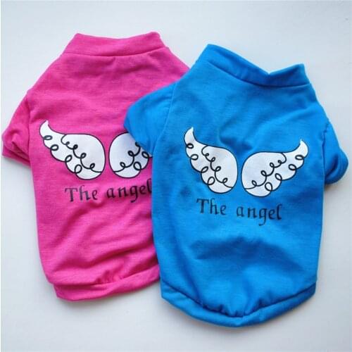 Summer Dog Clothes The Angel Printed Dog T-shirt Vests for Small Dogs Pet Costume Solid Color Short Sleeve Cat Vest Pet Supplies