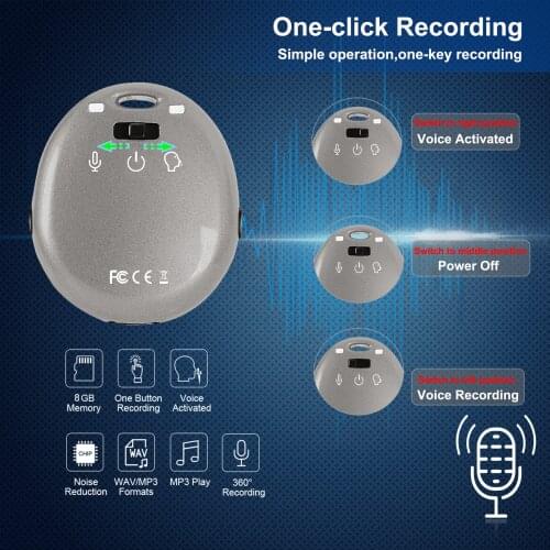 Micro Keyring Digital Voice Audio Recorder, Recording + Voice Activated Function 8GB Memory Mini Keychain Recorder MP3 Player