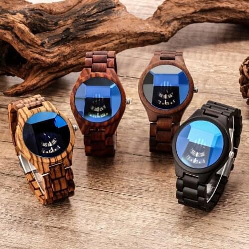 Top Luxury Full Wood Watch Red sandalwood/Ebony Mens Wooden Quartz Timepieces Wristwatch Male Watches Gifts
