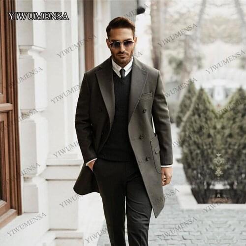 YIWUMENSA Trench Winter Brown Mens Overcoat Tweed Fulle Length Sleeves Manteau Homme Only Jacket Custom Made Wollen Blend Coat