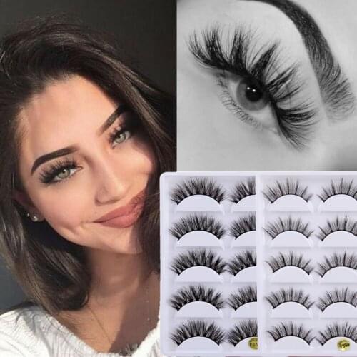 5 Pairs of 3D Mink False Eyelashes Handmade Cruelty-free Thick and Long False Eyelashes Eyelash Extension Black Cotton Stalk