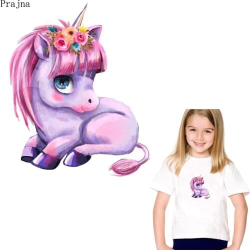 Prajna DIY Unicorn Patch Iron On Transfer For Clothes Stripes Patches Heat Vinyl Transfer Thermo Stickers Thermal Badge Applique