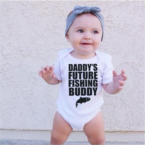 2020 New Summer Daddys Future Fishing Duddy Newborn Infant Baby Boys Girls Short SleeveRomper Jumpsuit Clothes