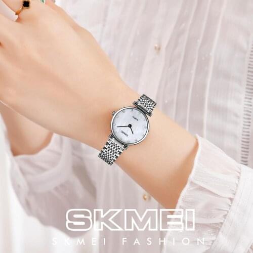 2020 NEW SKMEI Women Dress Stainless Steel Band Analog Quartz Wristwatch Fashion Luxury Ladies Clock reloj mujer Relogio Feminin