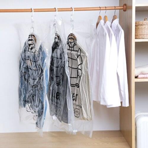 New Hanging Clothes Compression Bag Home Convenient Vacuum Bag Storage Organizer Transparent Clothes Organizer Saving Space Bags