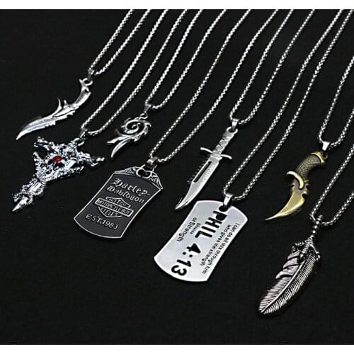 European And American Hip Hop Geometry Geometric Alloy Pendant Necklace Retro Sweater Chain Long Mens Holiday Gift Selection