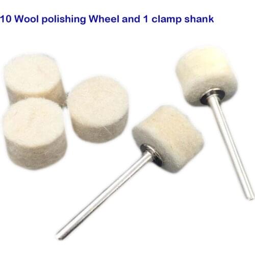 10pcs Live Handle Wool Polishing Wheel Grinding Polishing Buffing Round Wheel+3.2mm Shank For Rotary Tools Accessories