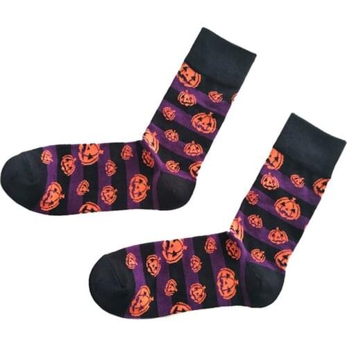 Spring Autumn Casual Socks Bats Pumpkin Cartoon Socks Men Knee-high Socks Halloween Cosplay Cotton Crew Socks