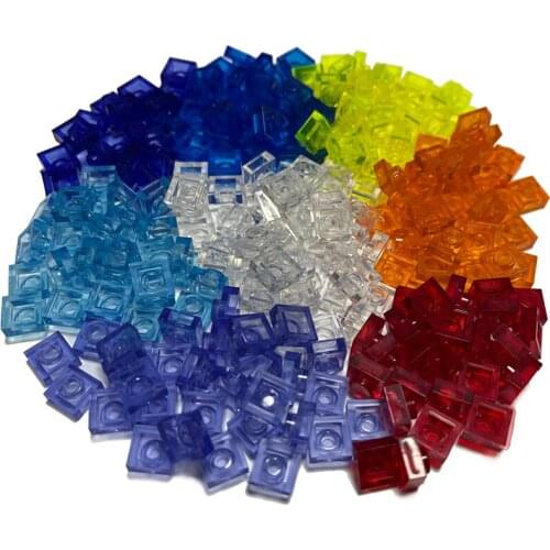 Smartable Plate 1x1 Transparent Building Block Part DIY Toy For Kids 8 Colors Creative Compatible Major Brands 3024 550pcs/lot