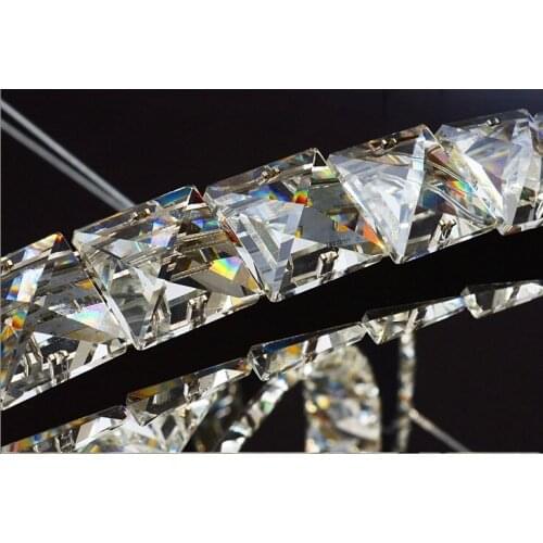 Modern DIY Round LED Crystal chandelier Lustre Stainless Steel Suspension Hanging Indoor Fixture