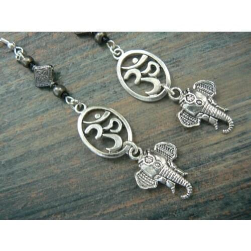 Sacred elephant earrings ohm earrings spiritual earrings yoga ohm om buddha earrings