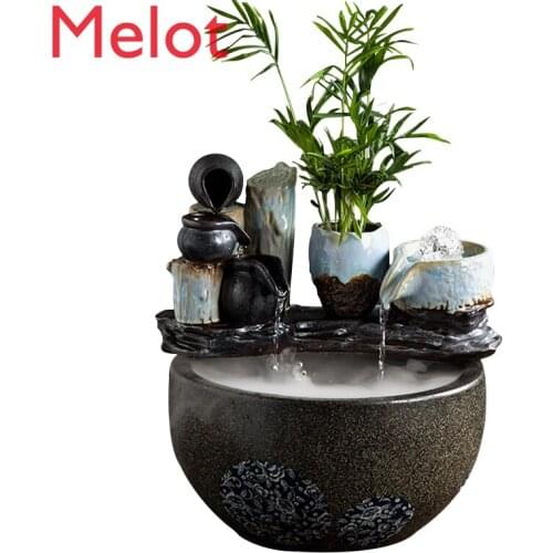 Lucky Feng Shui Decoration Living Room Desktop Home Water Fountain Ceramic Waterscape High-End Affordable Luxury Humidifier
