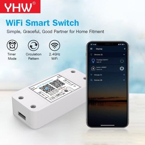 YHW WiFi Smart Switch Breaker On-OFF Controller AC100-240V APP Control Home Automation Circuit with Timer