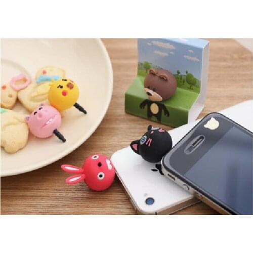 Bear/Chick/Piglet/Kitten Lovely Animal Head Design 3.5mm Universal Dust Plug Earphone Jack Plug Headset Stopper Cap