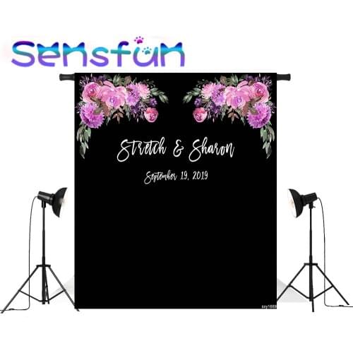 Sxy1669 Vinyl photo background Black Wall Flower Floral Wedding Party Backdrop for Photography Banner Custom fondo fotografia