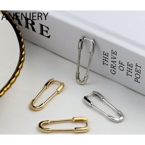 925 Sterling Silver Paper Clip Shaped Earrings for Women Men Hot Fishion Gold Silver Color Creativity Jewelry