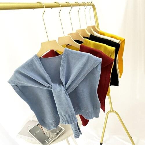 Women Knitted Solid Color Shirt Detachable Collar Removable Fake Collar Scraves Shawls Female Neckwear False Collar Mujer