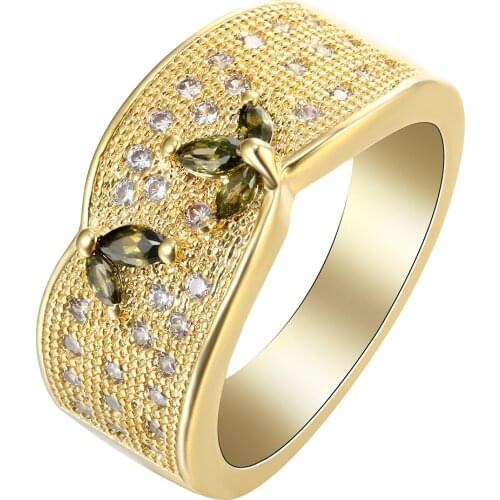 Gold-color ring jewelry party gift for women butterfly green cz zircon princess wedding Band engagement RINGS