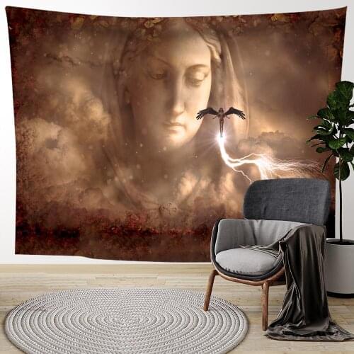 Aesthetic Anime Tapestry Wall Hanging Thin Angel Printed Cartoon Wall Tapestry Home Bedroom Decoration 0.75*1/1.3*1.5/1.5*2m 1pc