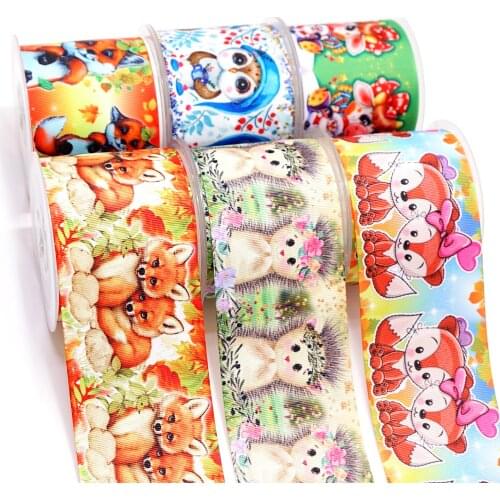10 Yards Cartoons Printed Grosgrain Ribbon For Hair Bows DIY Crafts Handmade Accessories 47038