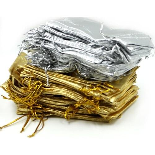 100pcs 7 * 9cm Gold Silver Foil Candy Gift Bags for Wedding Party Favor Pouch Christmas Decoration Packaging Bags