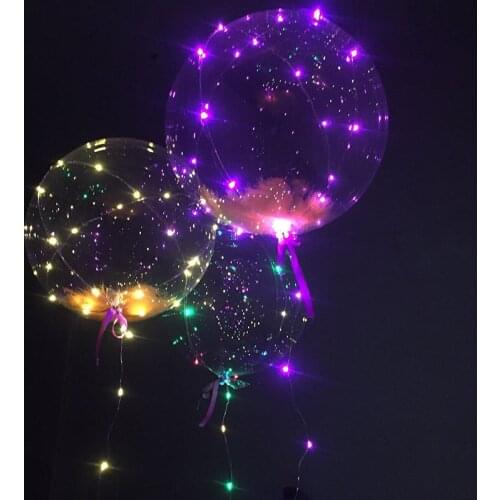 18 Inch Luminous Led Balloon 3M LED Air Balloon String Lights Round Bubble Helium Balloons Kids Toy Wedding Party Decoration