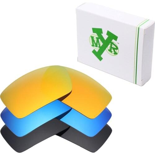 3 Pairs Mryok Anti-Scratch POLARIZED Replacement Lenses for Oakley Gascan Sunglasses Stealth Black & Ice Blue & Fire Red