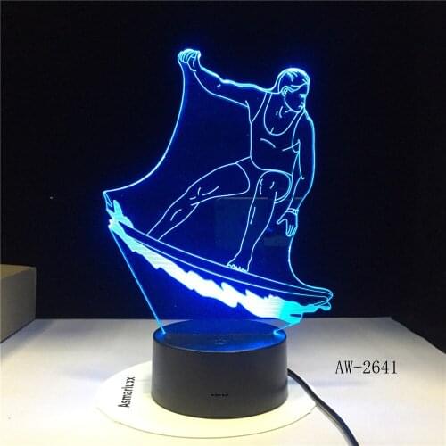 Surfing 3D Lamp LED Lighting Color Change Sensor Sport 3D Night Light Home Beed Room Atmosphere lamp Best Child Gift AW-2641
