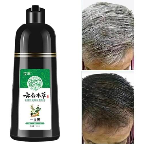 500ml herb wash black hair dye plant hair dye black hair dye Shampoo For Cover Gray White Hair