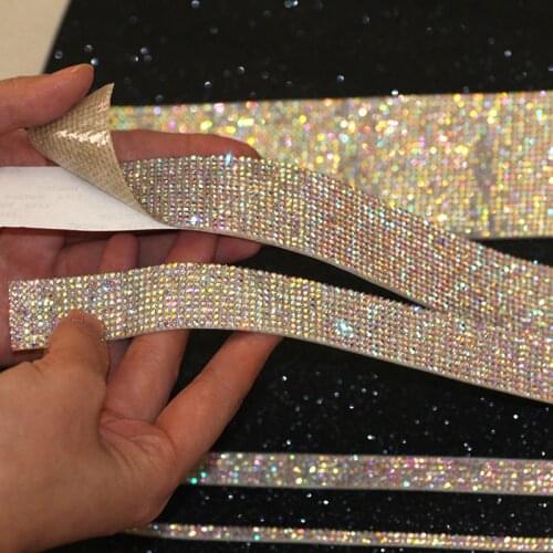 AAA Crystal AB Clear Glass Hot Fix Rhinestone Tap Chain Glue on Rhinestone Trim Stickers DIY Wedding Dress Belt Tape Ribbon