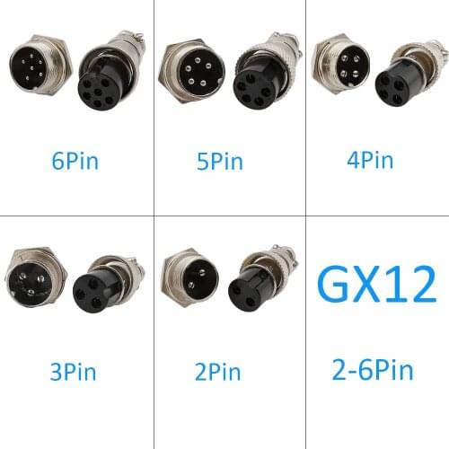 1Pair GX12 Aviation Circular Connectors Male Female Wire Panel Adapter 2Pin 3Pin 4Pin 5Pin 6Pin for Radios Mic