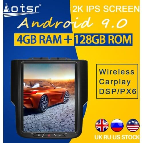 128GB ROM For Dodge RAM 1500 2014-2018 Android 9.0 Tesla Style PX6 Carplay Car GPS Navigation Multimedia Radio Player