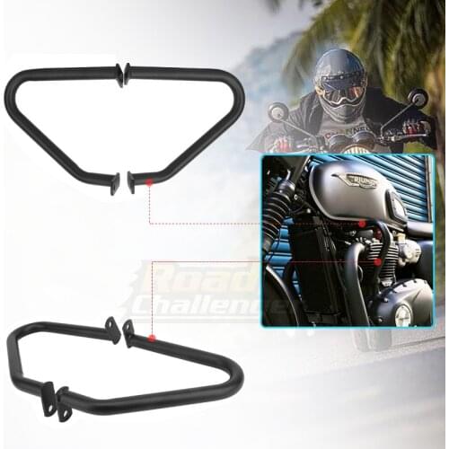 Black Motorcycle Engine Bumper Guard Crash Bars Sliders Protection For Triumph Bonneville T100 T120 Thruxton 1200 2017-2020
