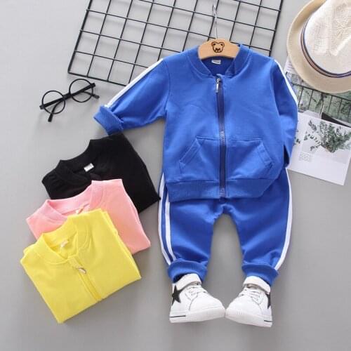 Spring Autumn Children Cotton Clothes Baby Boys Girls Sport Zipper Jacket Pants 2pcs/set Kids Toddler Fashion Casual Tracksuits
