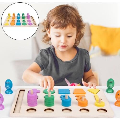 Wooden Fishing Games Matching Board Counting Game Early Educational Toys Early Developmental Toys Gifts