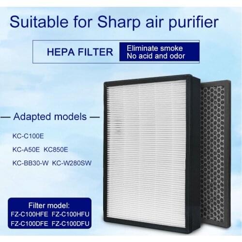 For Sharp Air Purifier KC-C100E KC-A50E KC850E KC-BB30-W KC-W280SW H13 Hepa And High Quality Activated Carbon Filter