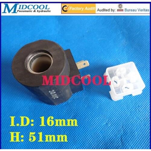 Hydraulic pneumatic solenoid coil inside diameter 16mm high 51mm 3 plug 220V AC DC 24V