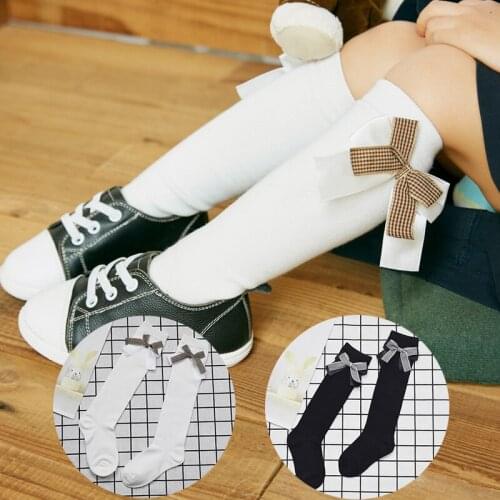 New Kids Girls Socks With Bows Knee High Princess Socks For Girl Cute Baby Cotton Sock Long Tube Bow Children Socks School