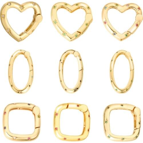 JUYA Real Gold Plating Press Spiral Clasps For Jewelry Making Cubic Zirconia Charms Connectors DIY Handmade Jewelry Findings