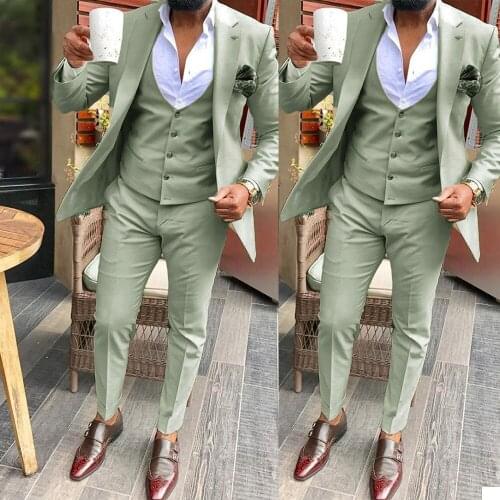 Classic Vintage Men Tuxedos Suits 3 Pieces Set Custom Made Business Smart Casual Jacket Pants Daily Fashion Coat
