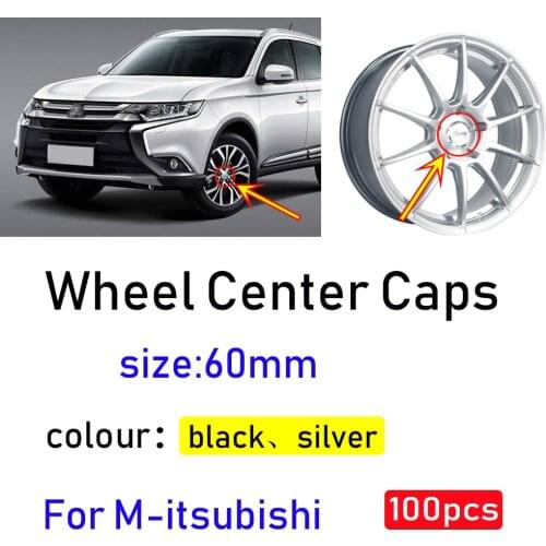 100pcs 60mm 3D logo car Tuning Wheel Center Caps Emblem rim Hub covers cap badge For Mitsubishi ASX Outlander L200 Lancer Pajero