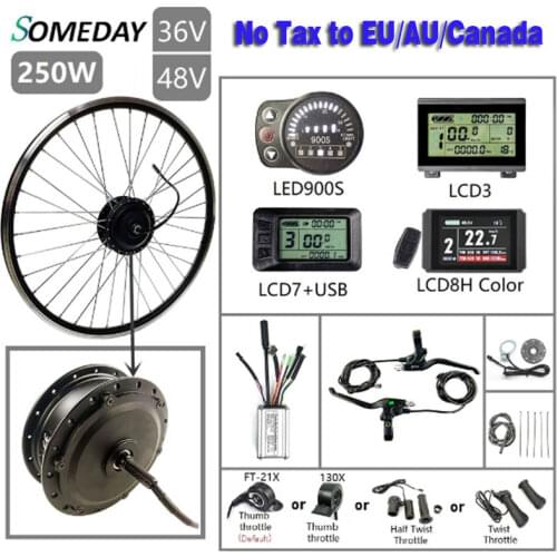 Electric Bicycle Conversion KIt SOMEDAY 36V/48V 250W 16'' 20'' 24'' 26'' 27.5'' 28'' 29'' 700C Front Bicycle hub Moto for EBike
