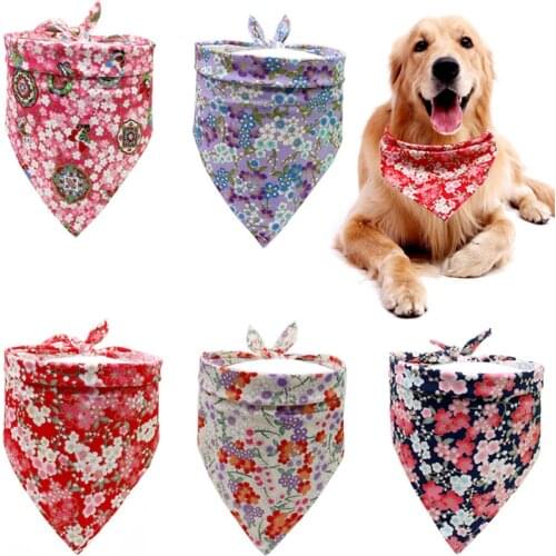 Cat Dog Bandana Bibs Print Floral Bandanas Dog Scarfs Triangle Bibs Adjustable Pet Neckerchief Cat Accessories