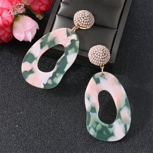 Badu Colorful Acetate Acrylic Earring Big Geometric Boho Vinatge Earrings for Women Statement Jewelry Acid 2019 Spring New