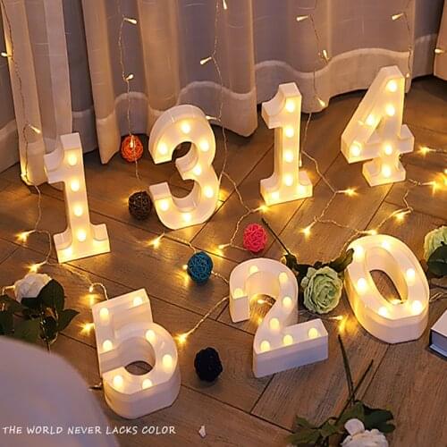 Creative Luminous 0-9 Digital Number Letter Light AA Battery Powered Lamp Night Light for Christmas Wedding Birthday Party Decor