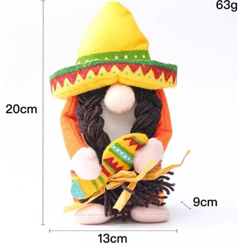 Mexican Carnival Gnome Scandinavian Dwarf Plush Doll Guitar Couple Gnome Shop Window Home Farmhouse Kitchen Decor JY