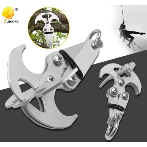 Stainless Steel Survival Folding Grappling Hook Multifunctional Outdoor Climbing Claw Carabiner Travel Rescue Tool Climbing Tool