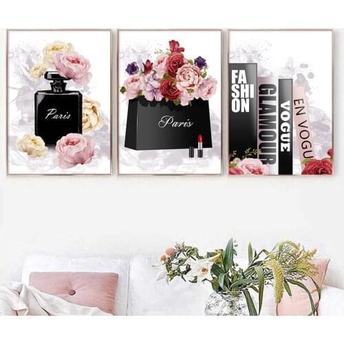 Fashion Handbag Book Paris Perfume Flower Nordic Posters And Prints Home Art Canvas Painting Wall Pictures For Living Room Decor