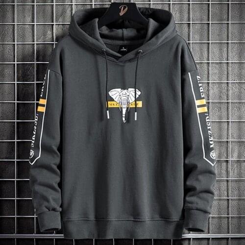 Plus size Hoodie Men 2021 Brand New Elephant Print Streetwear Harajuku Pullover Sweatshirts Male Cotton Hoody Oversized Tops 8XL