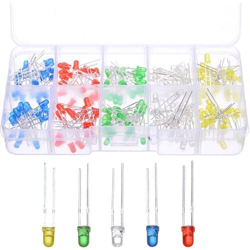 1SET 3mm 5mm LED Light Diodes Red/Green/Blue/Yellow/White Assortment DIY Kit For DIY Repair Equipment